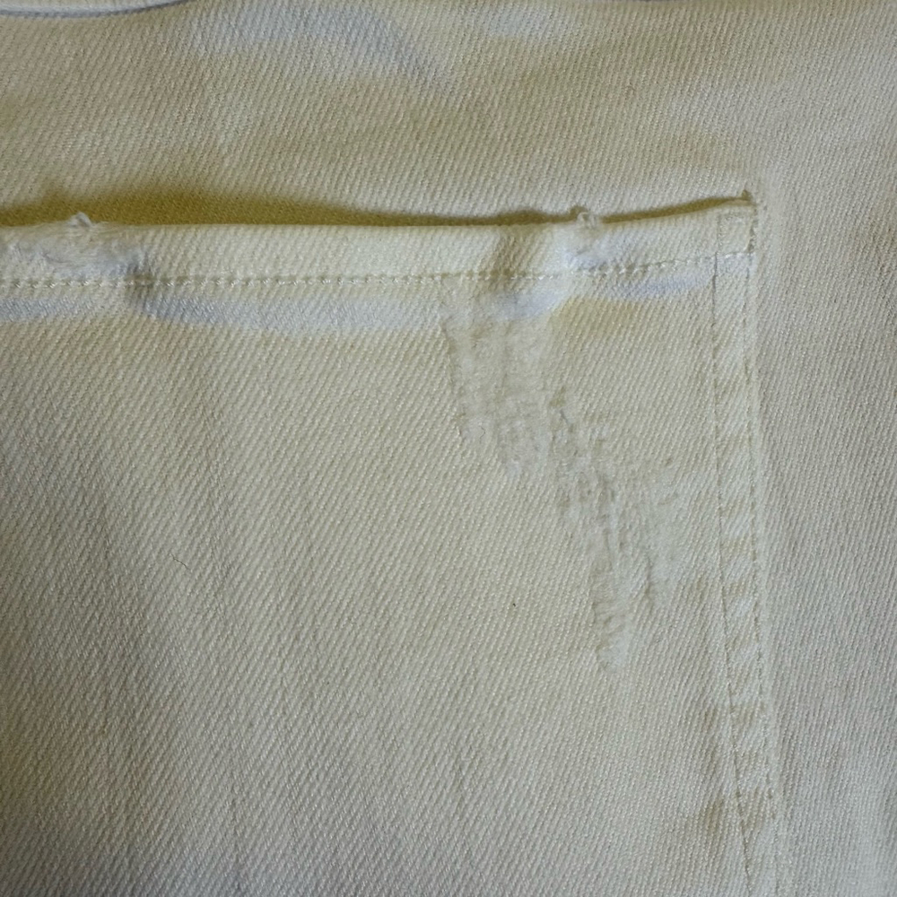 Women's Spanx White Denim Ankle Jeggings Size L Distressed Raw Hem - Picture 10 of 11